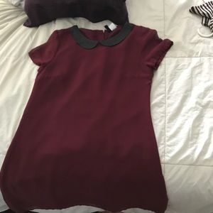 Dress with leather collar